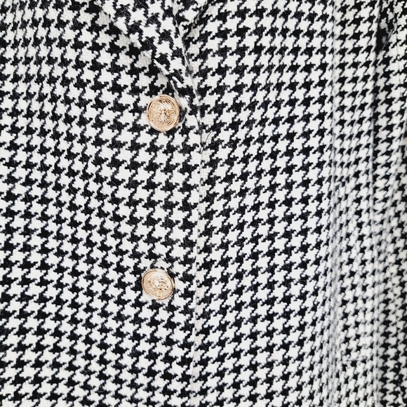 Aura No Bad Angles Oversized Houndstooth Wool Blend Gold‎ Button Blazer Size M - Picture 4 of 13